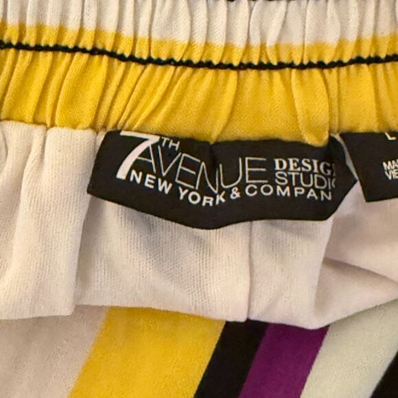 New York & Co Maxi Skirt Size L Dopamine Art Deco Striped Psychedelic - Picture 6 of 13